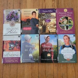 8 Amish Romance Mystery Books Large Print Hardcover Christian Center Point Gift